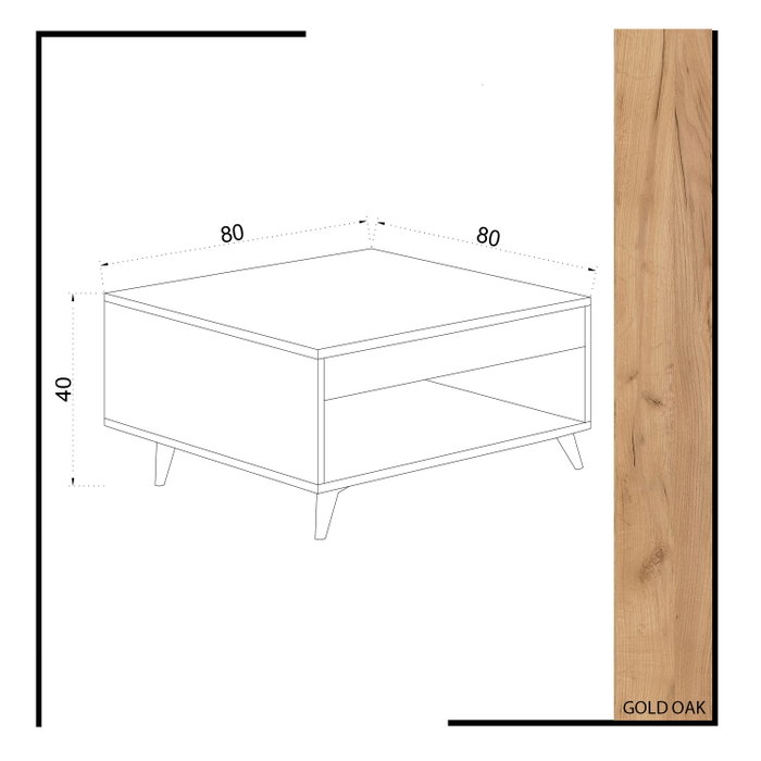 Hanah Home Mesa de Centro de 2 Niveles en Roble y Blanco con Cajón